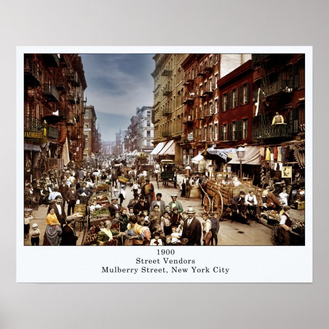 Affiche Vendeurs de rue sur Mulberry St. New York City 190 (Devant)