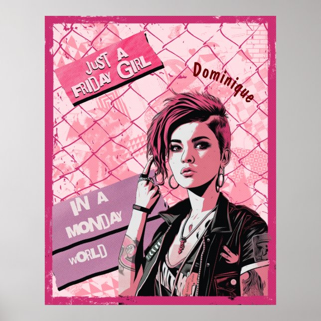 Affiche Vendredi Girl in Monday World. Nom modifiable (Devant)