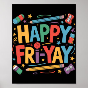 Affiche Vendredi heureux Prof Yay Vendredi Weekend Mignon