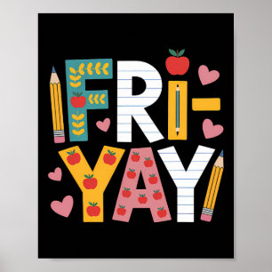 Affiche Vendredi heureux professeur Yay vendredi week-end
