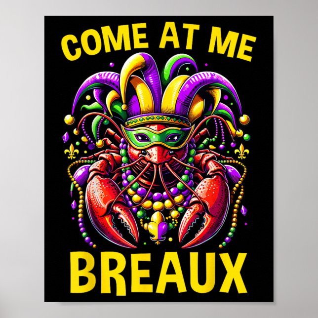 Affiche Venez Au Me Breaux Perles De Crawfish Drôle Mardi  (Devant)