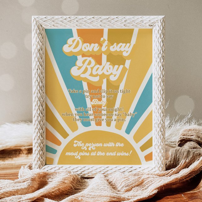 Affiche Venez Le Baby shower Soleil Fils ne dites pas Bébé (Créateur téléchargé)