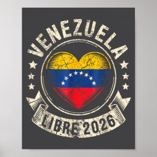 Affiche Venezuela Libre 2026 Drapeau du cœur du Venezuela