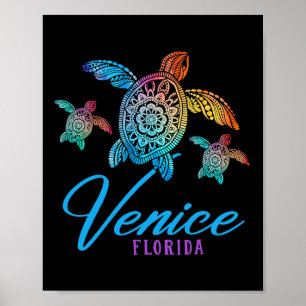 Affiche Venice Beach Tie Dye Tortue de mer Floride Famille