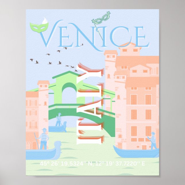 Affiche Venice Travel Art, Italie, Travel Art (Devant)