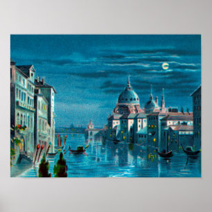 Affiche Venise au clair de lune