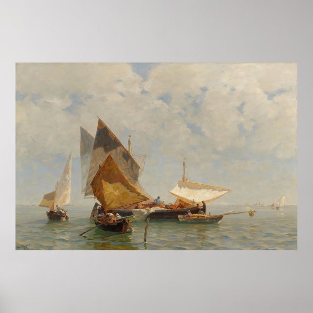 Affiche Venise, bateau de pêche dans la lagune (1889) (Devant)