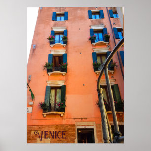 Affiche Venise Canal Vivre Fenêtre Fleurs Photographie