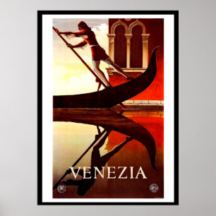 Affiche Venise, gondole, Italie, ville de romance et de cu