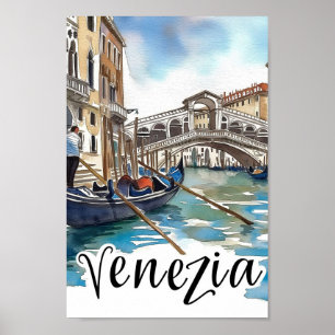 Affiche Venise Italie Aquarelle Peinture Voyage
