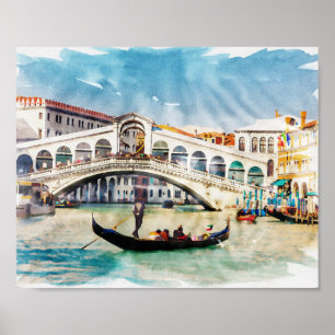 Affiche ➤ Venise, Italie Aquarelle Souvenir