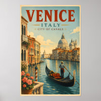 Venise Italie Canaux Illustration Art de Voyage Ré