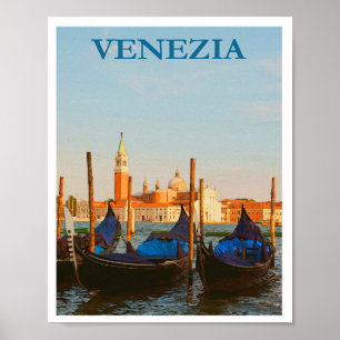 Affiche Venise Italie Gondoles Rétro Vintage Voyage