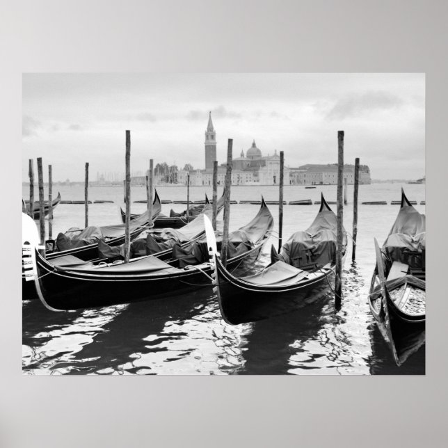 Affiche Venise Italie paysage noir et blanc P Triptych (Devant)