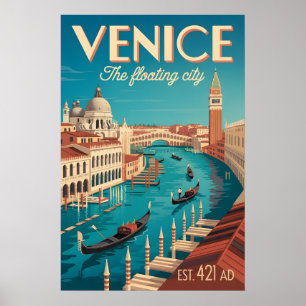 Affiche Venise Italie Rétro Ciel Ville Voyage