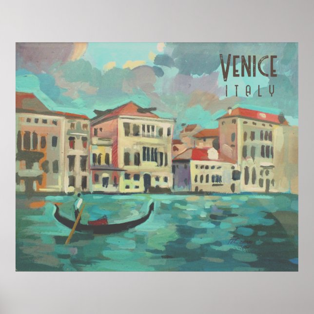 Affiche Venise, Italie - Traghetto de bateau Gondola (Devant)