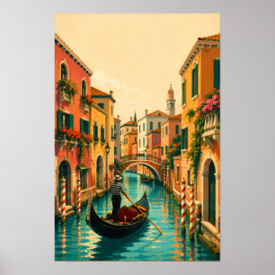 Affiche Venise Italie Vénitien Canal Vénitien Rétro Voyage