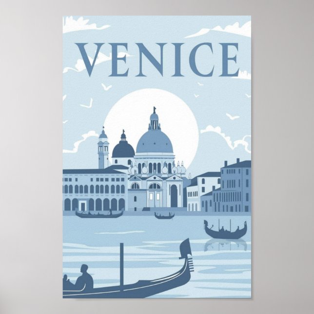 Affiche Venise Italie Vintage Lieu de voyage célèbre (Devant)