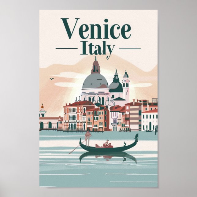 Affiche Venise Italie Vintage Lieu de voyage célèbre (Devant)