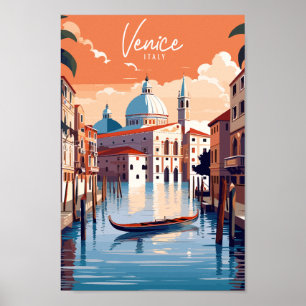 Affiche Venise Italie vintage lieu de voyage illustration