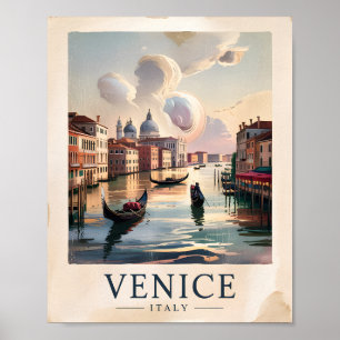 Affiche Venise Italie Voyage Aquarelle Vintage Grand Canal