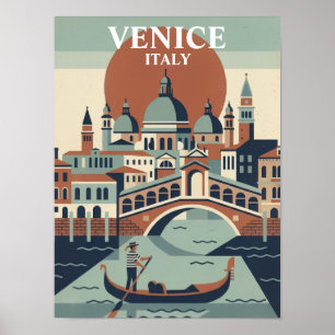 Affiche Venise Italie Voyage Vintage Gondole Canal