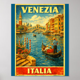 Affiche Venise Italie Voyage Vintage Illustration Venise