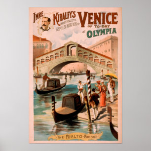 Affiche Venise, jeune mariée de la mer aux gondoles 3