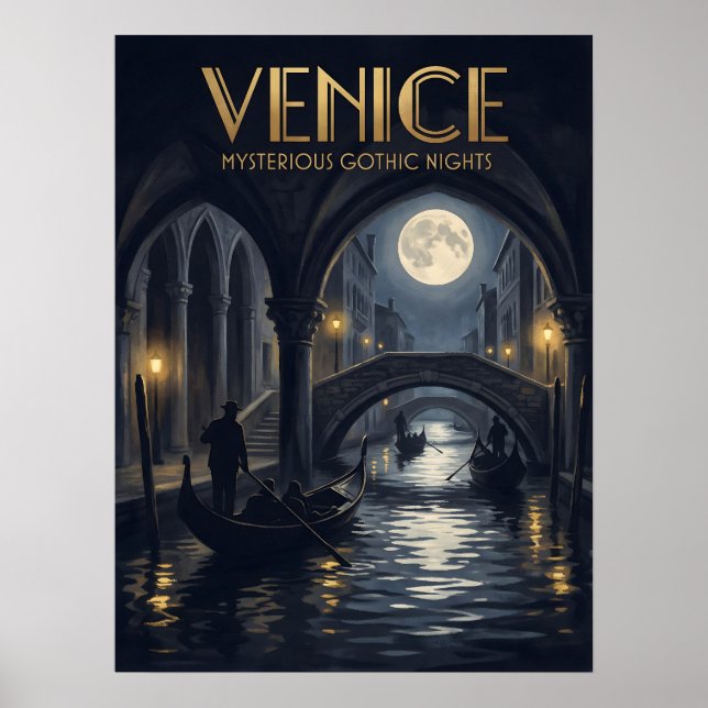 Affiche Venise Nuits Mystérieuses Gothiques Voyage (Devant)