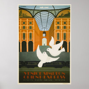 Affiche Venise Simplon Orient Express Milano Vintage Poste