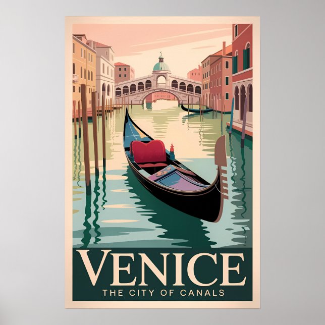 Affiche Venise vintage - Gondola sur Grand Canal (Devant)