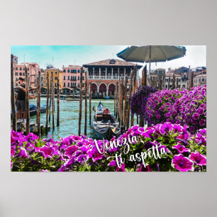 Affiche Venise vous attend ! Gondola, Venezia. Italie, Mer