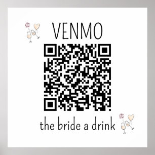 Affiche VENMO la mariée une boisson QR Code Bachelorette P