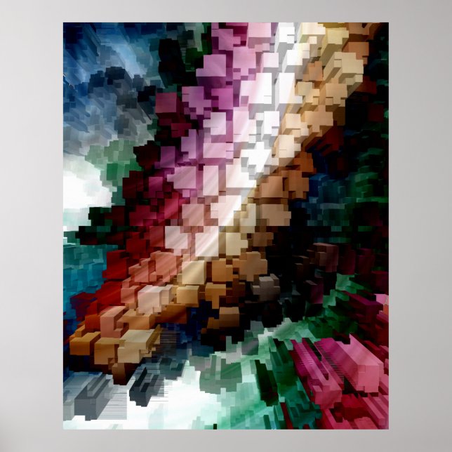 Affiche Vent foncé centré sur le cube (Devant)