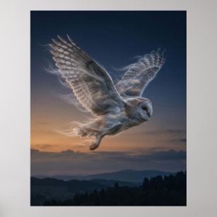 Affiche Vent Hibou Crépuscule Ciel