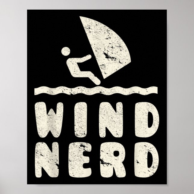 Affiche Vent Nerd Funny Windsurfer Plage de planche à voil (Devant)