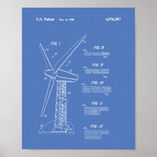 Affiche Vent Turbine Rotor 1990 Plan directeur de l'art de