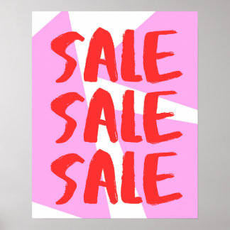 Affiche Vente au détail en gros, rose et rouge
