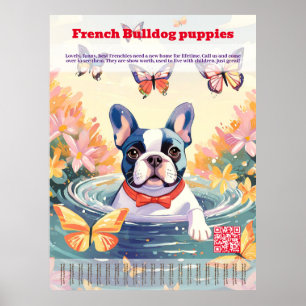 Affiche Vente de chiots Bouledogue Français - Déchirer
