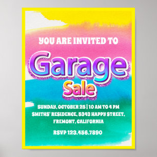 Affiche Vente de Garage à Parties scintillant rose Pastel