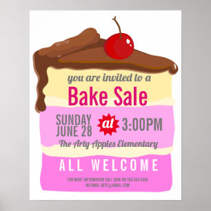 Affiche vente de gâteau collecte de fonds école PTO PTA ca
