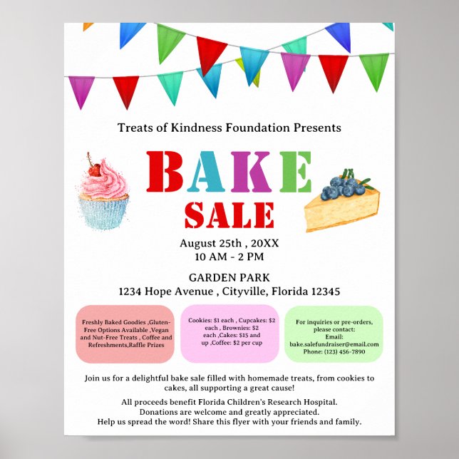 Affiche Vente de gâteaux ou de pâtisseries moderne pour un (Devant)