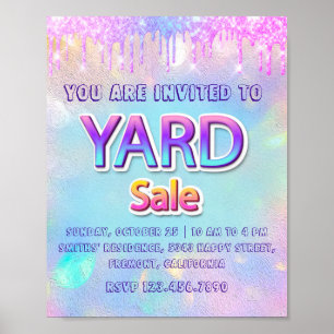 Affiche Vente de jardin à domicile Annonce holographique