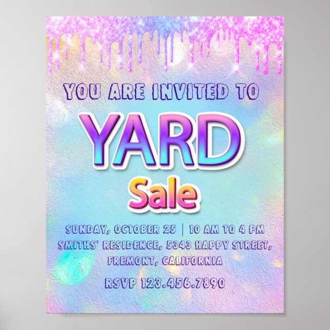 Affiche Vente de jardin à domicile Annonce holographique (Devant)