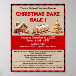 Affiche Vente de pâtisseries de Noël pour une collecte de 