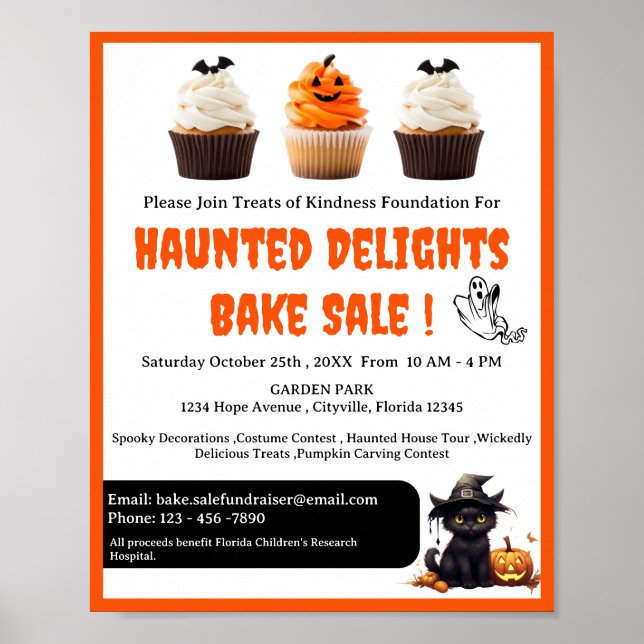 Affiche Vente de pâtisseries d'Halloween mignonne pour col (Devant)