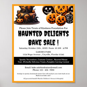 Affiche Vente de pâtisseries effrayante d'Halloween pour u
