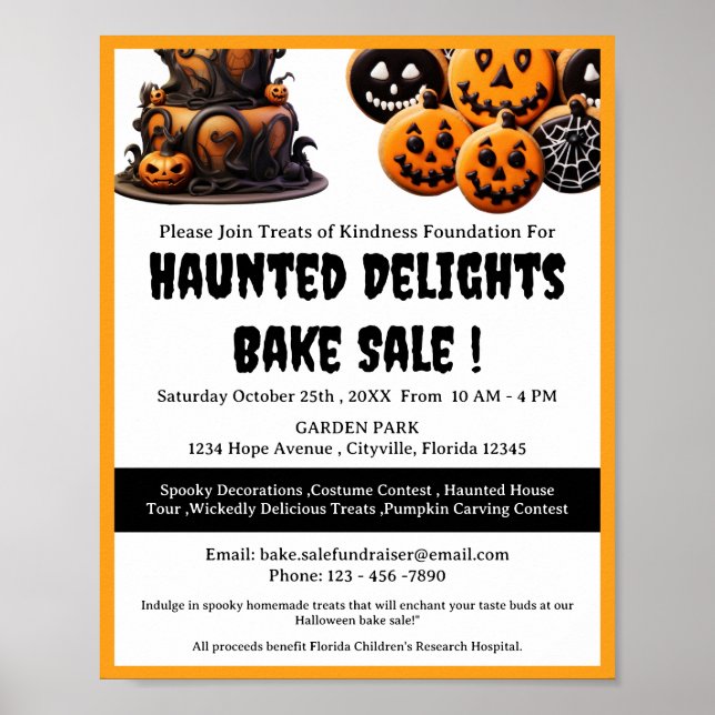 Affiche Vente de pâtisseries effrayante d'Halloween pour u (Devant)