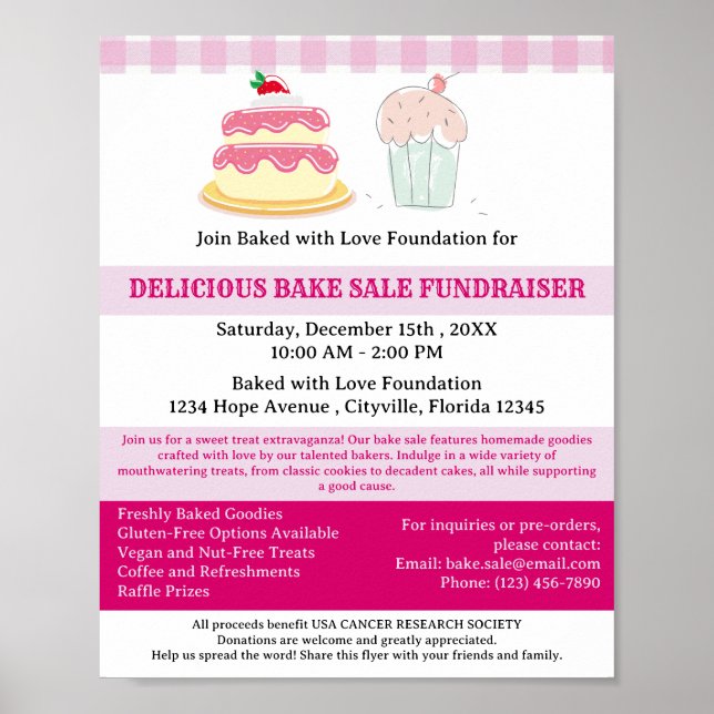 Affiche Vente de Pâtisseries pour une Bonne Cause (Devant)