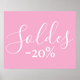 Affiche Vente en français Connexion rose, 20% de réduction